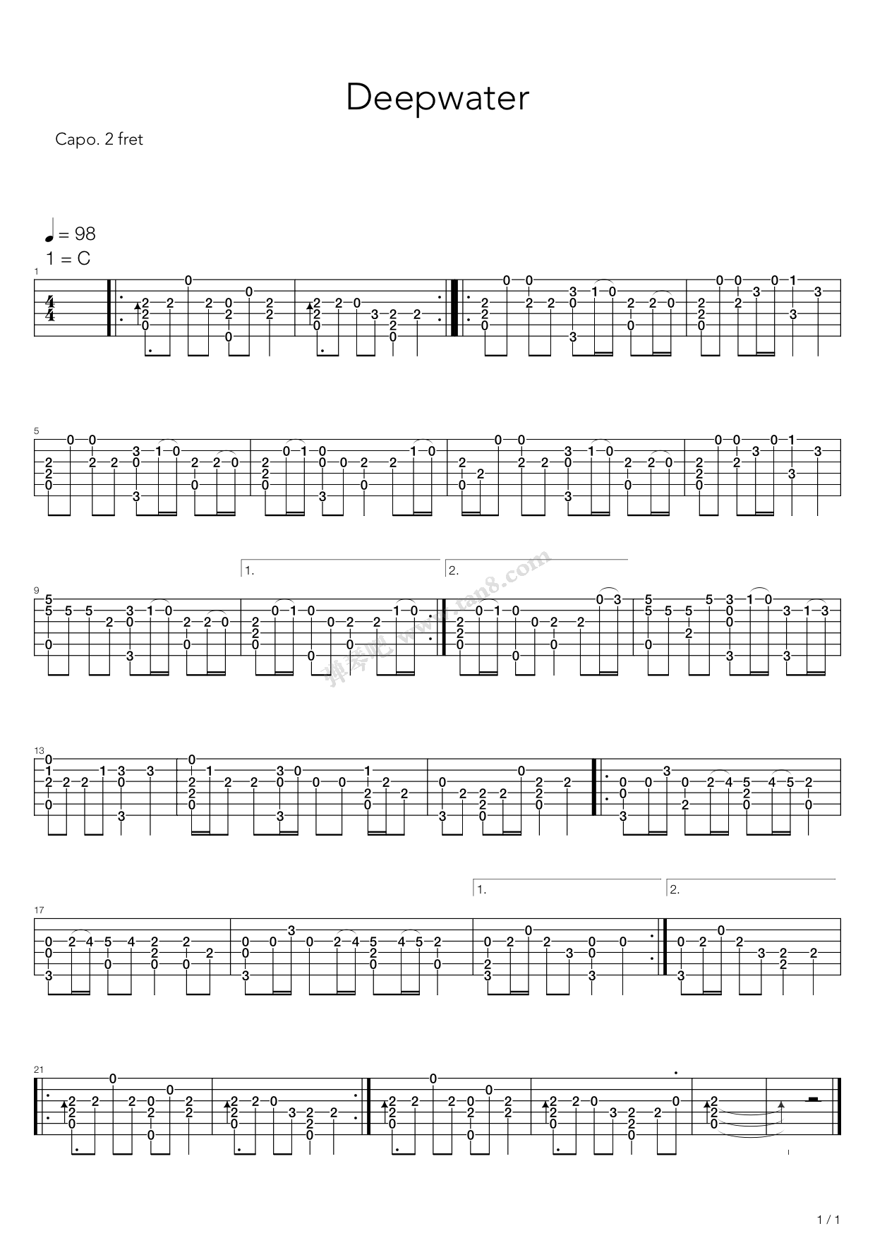 《World of Warcraft(魔兽世界) - Deepwater》吉他谱-C大调音乐网