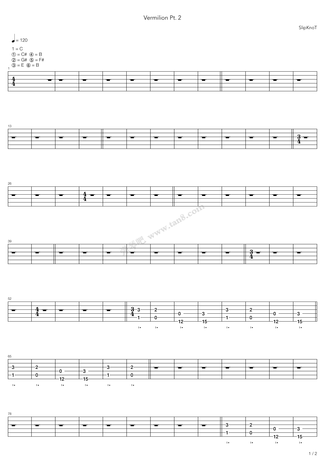 《Vermilion Pt 2》吉他谱-C大调音乐网