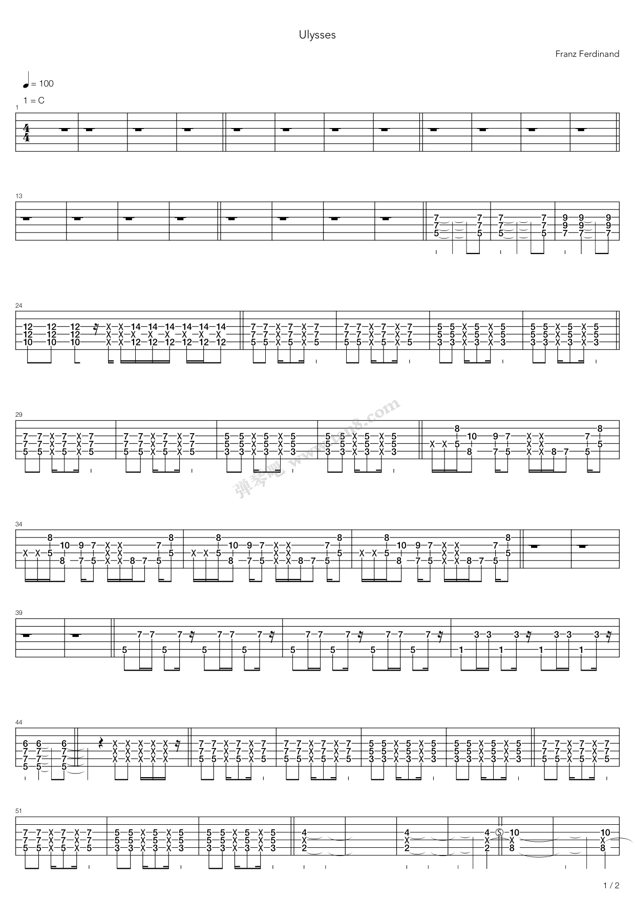 《Ulysses》吉他谱-C大调音乐网