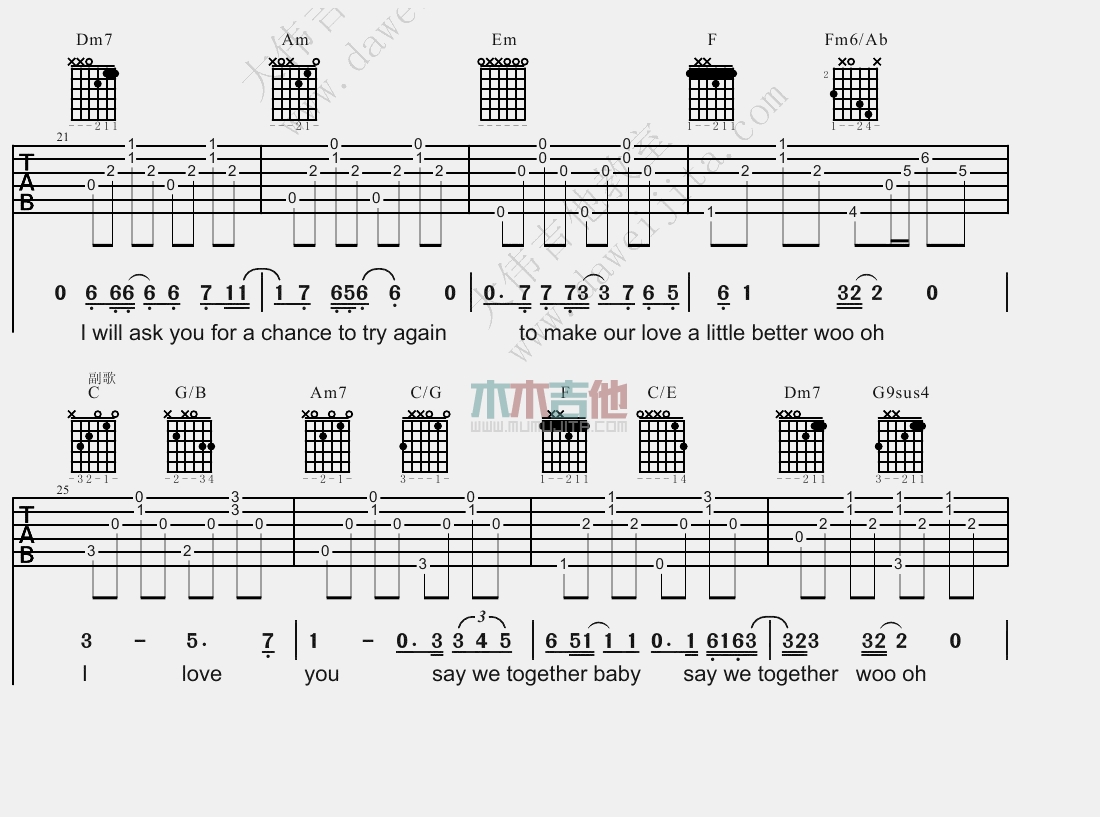 《I Love You》吉他谱-C大调音乐网