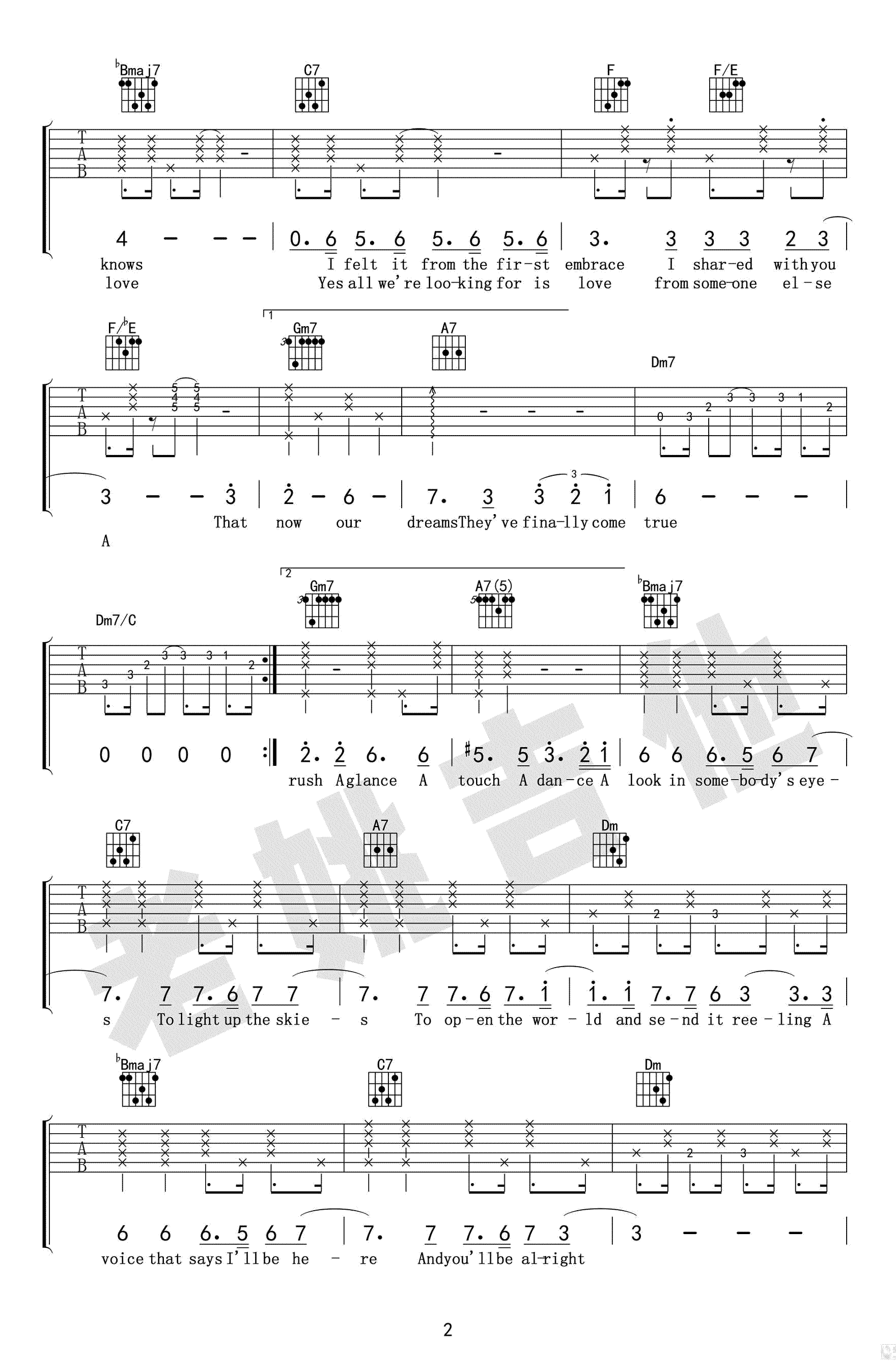 City of Stars吉他谱_爱乐之城la la land主题曲_吉他教学视频-C大调音乐网