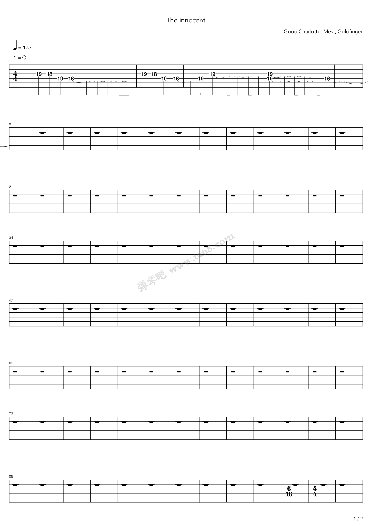 《The Innocent》吉他谱-C大调音乐网