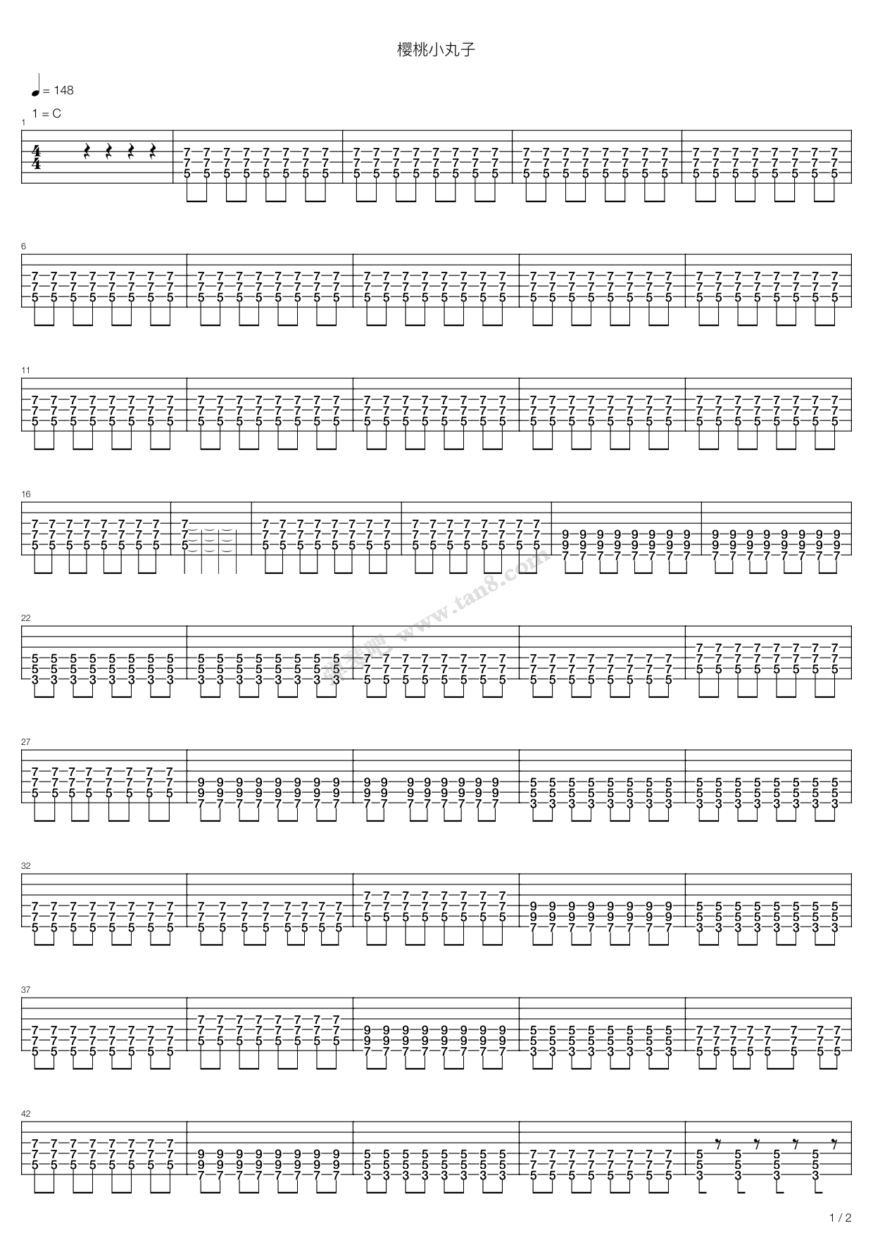 《樱桃小丸子》吉他谱-C大调音乐网
