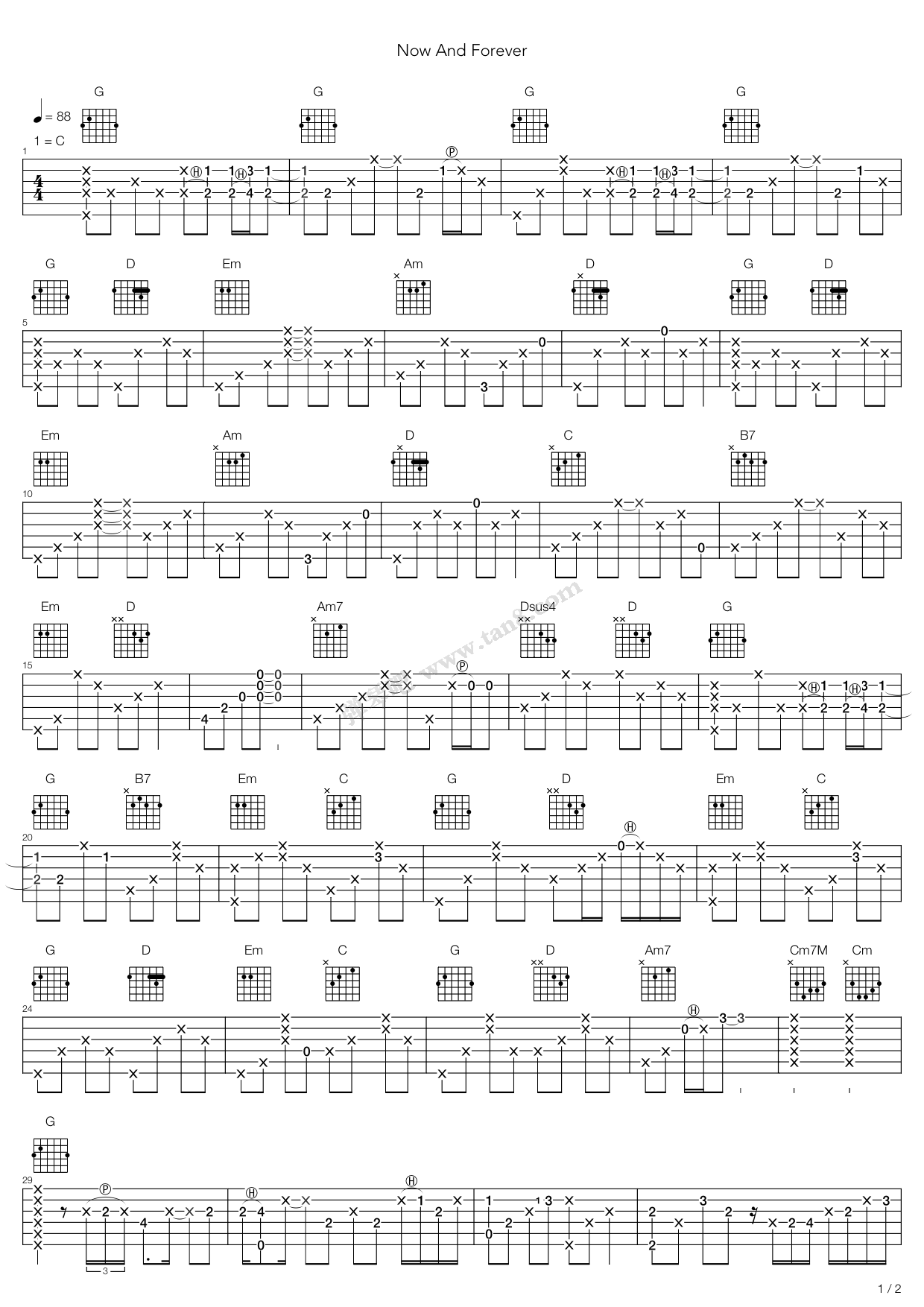 《Now And Forever》吉他谱-C大调音乐网