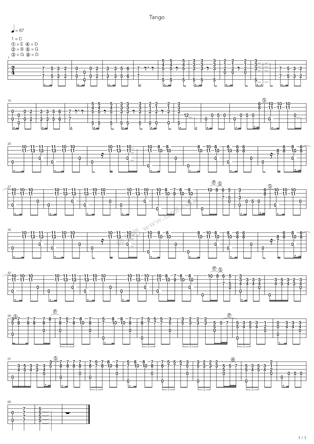 《Tango》吉他谱-C大调音乐网
