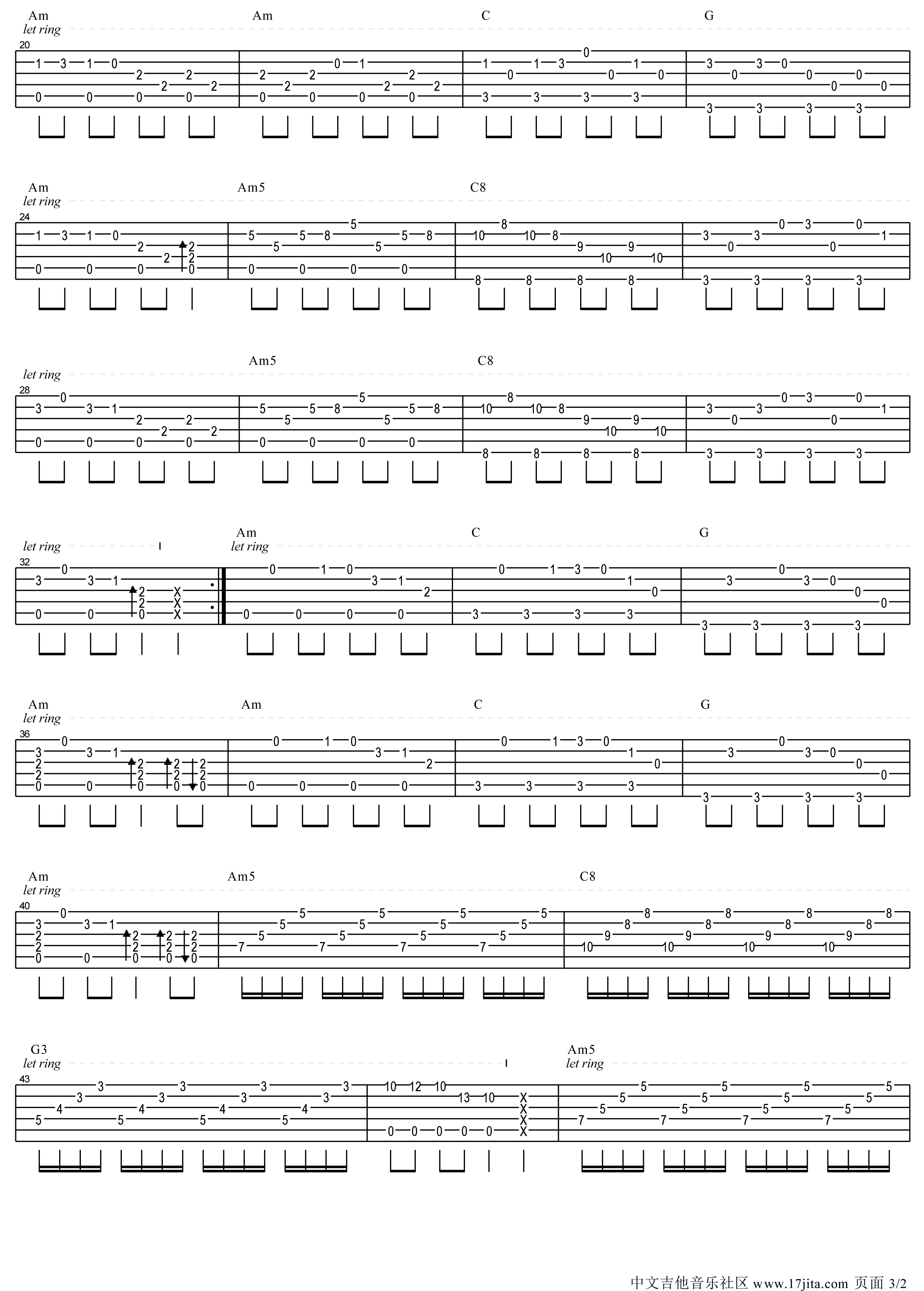 《琴歌指弹版 Butterfly(大家一起来)》吉他谱-C大调音乐网