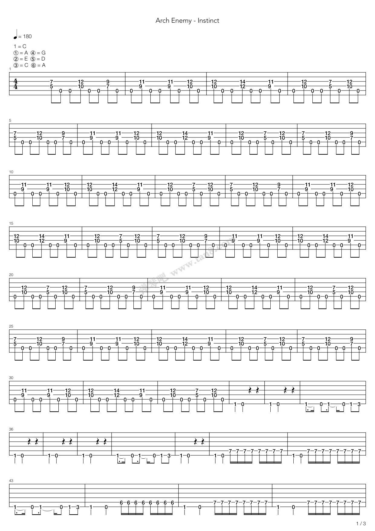 《Instinct》吉他谱-C大调音乐网