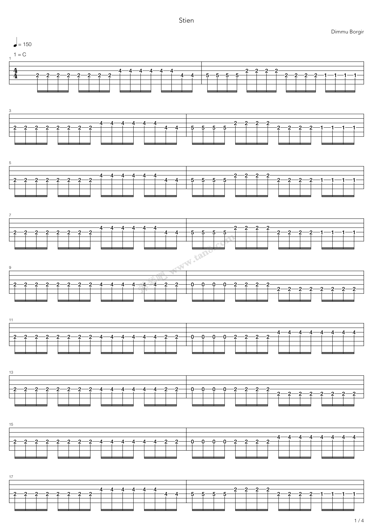 《Stien》吉他谱-C大调音乐网