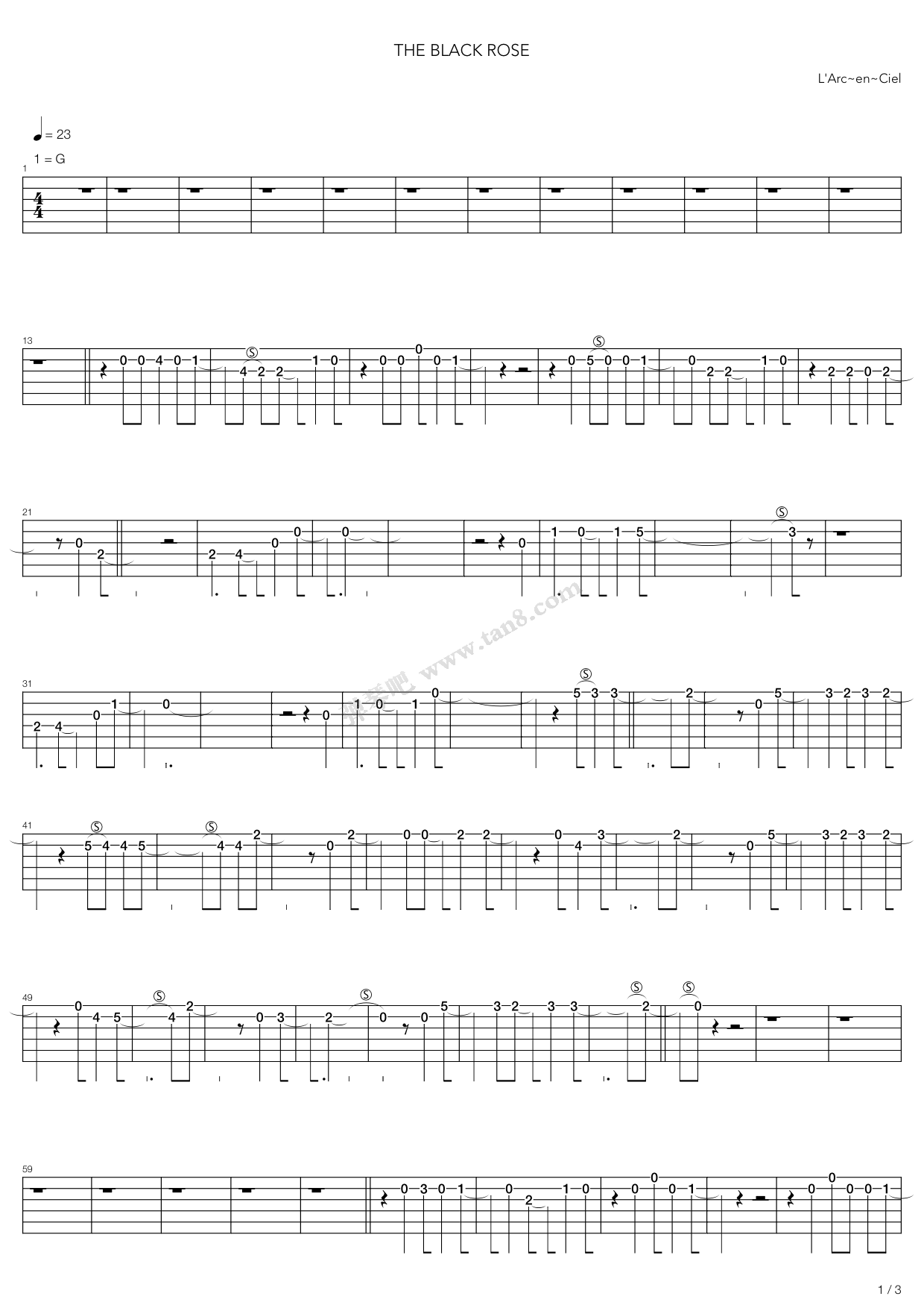 《The Black Rose》吉他谱-C大调音乐网