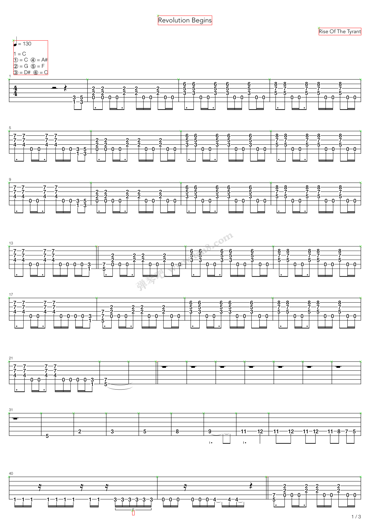 《Revolution Begins》吉他谱-C大调音乐网