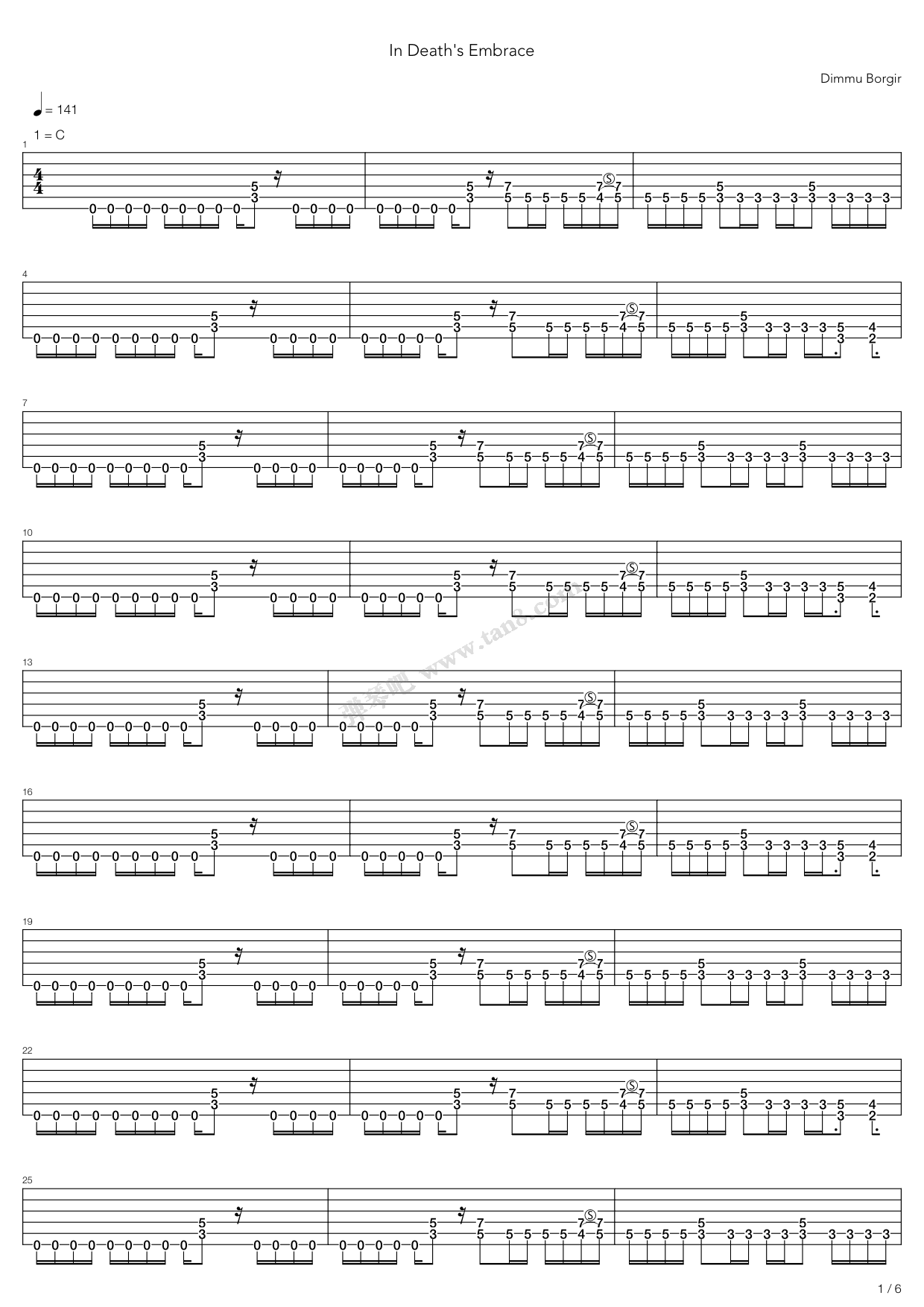 《In Deaths Embrace》吉他谱-C大调音乐网