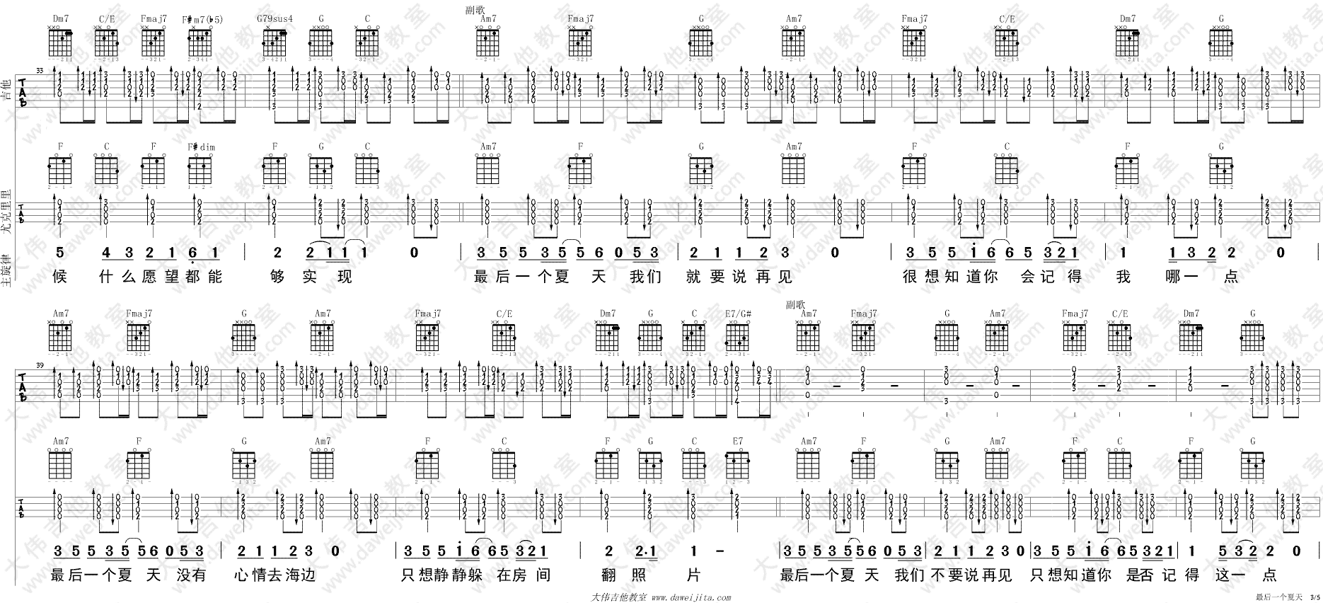 《金莎《最后一个夏天》吉他谱附吉他弹唱教学讲解》吉他谱-C大调音乐网