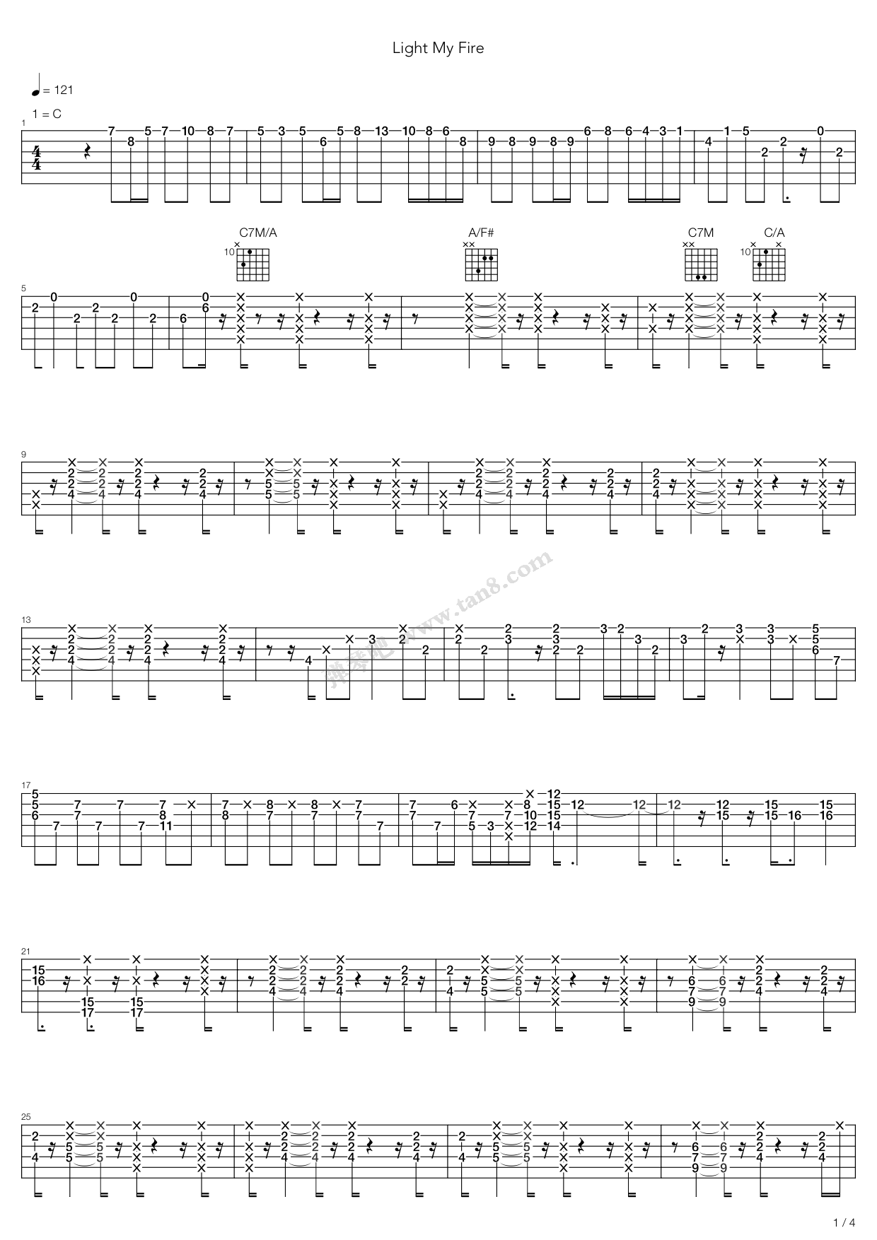 《Light My Fire》吉他谱-C大调音乐网