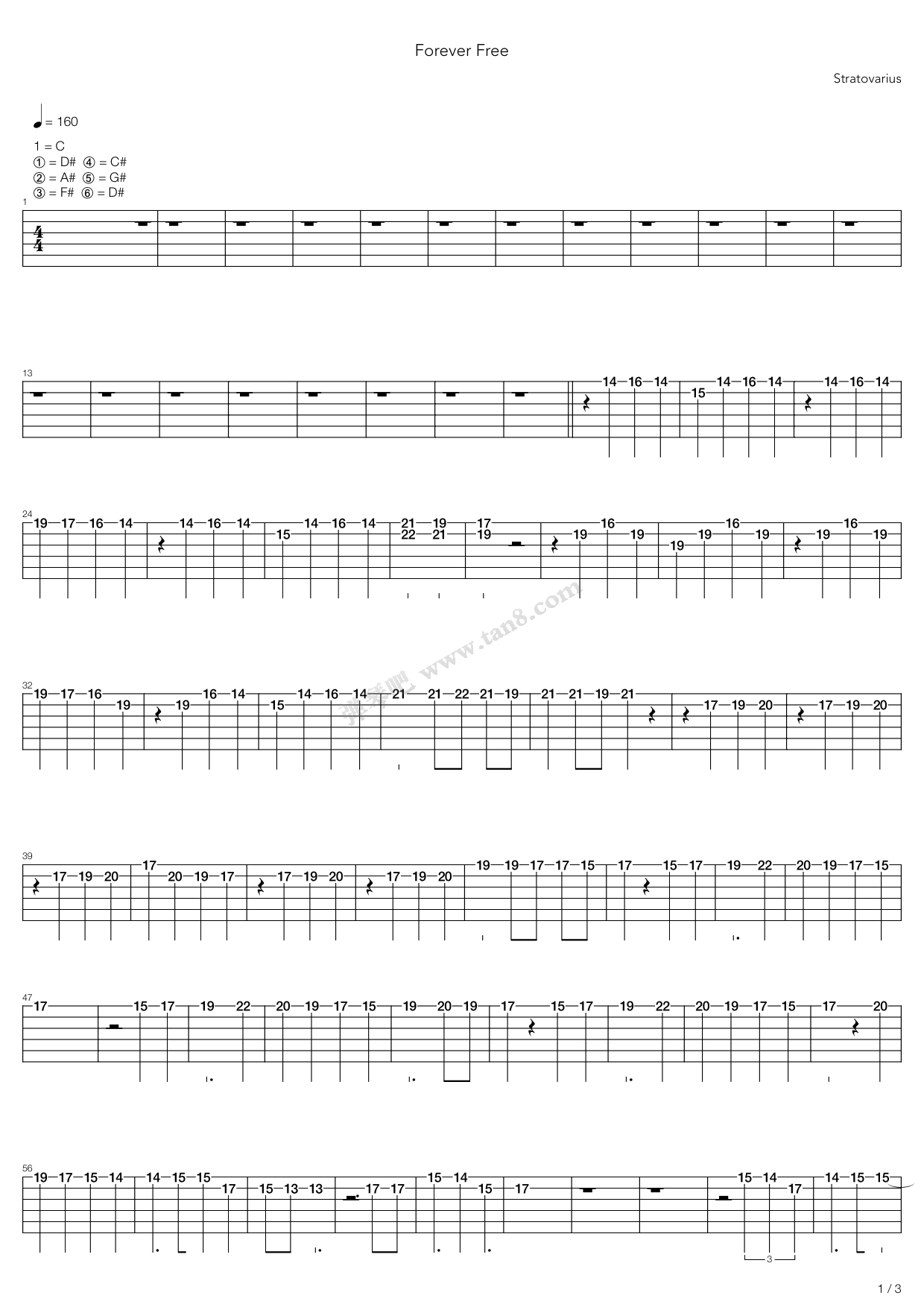 《Forever Free》吉他谱-C大调音乐网