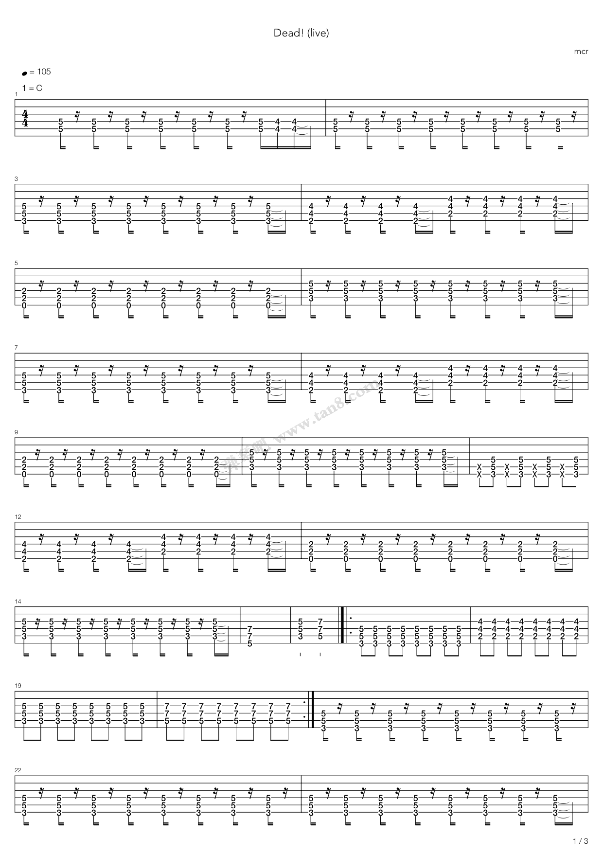 《Dead》吉他谱-C大调音乐网