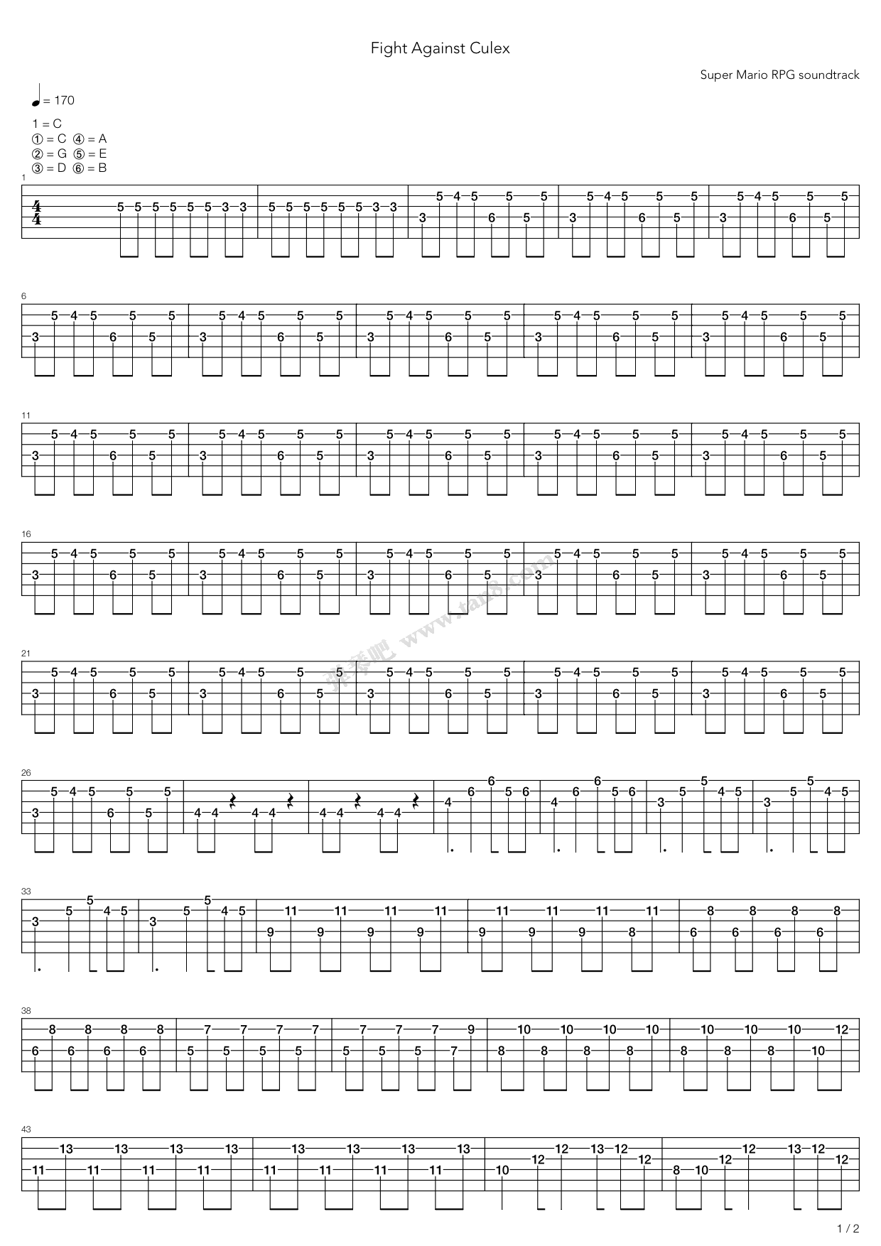 《Fight Against Culex》吉他谱-C大调音乐网