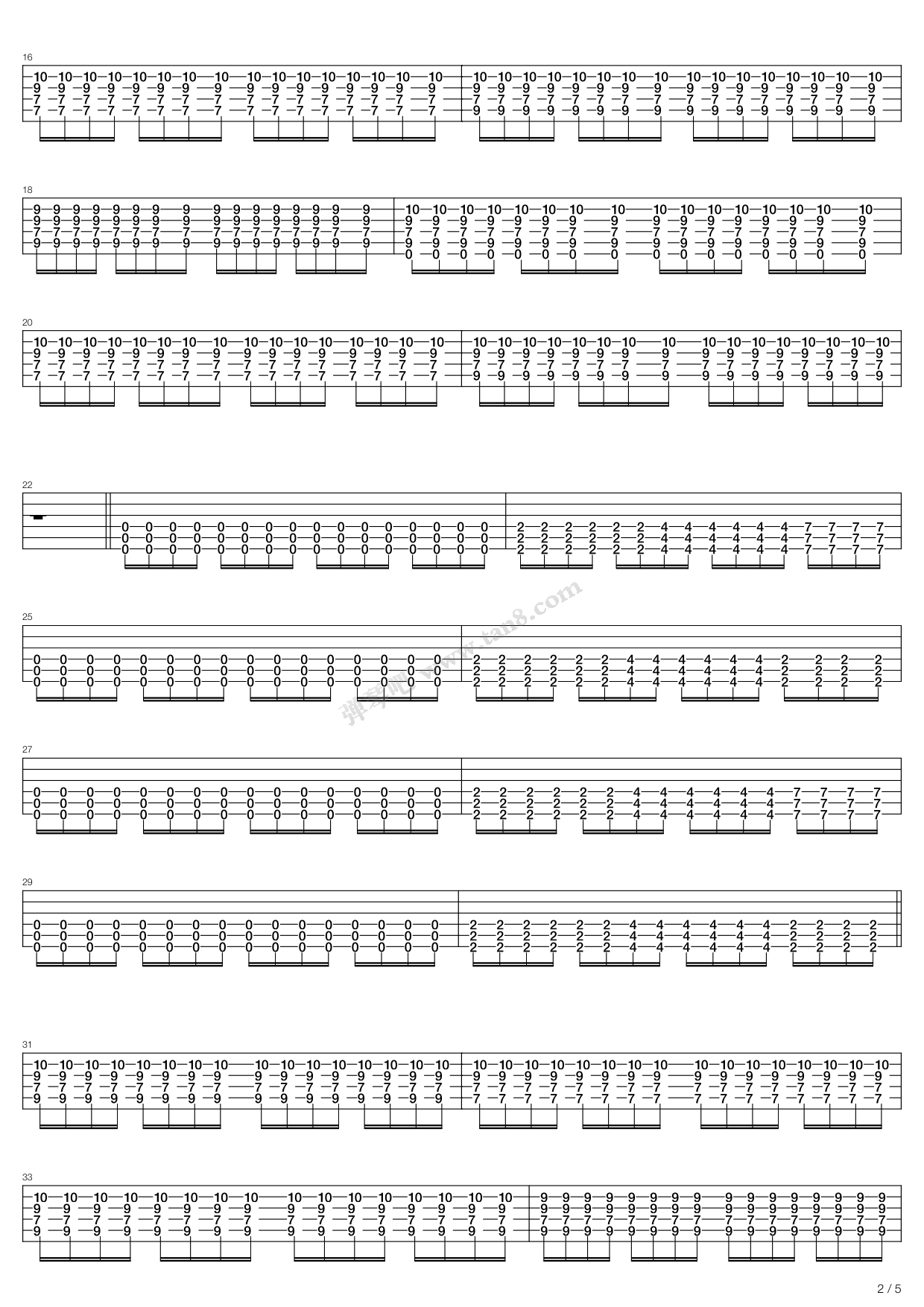 《Rooftops》吉他谱-C大调音乐网