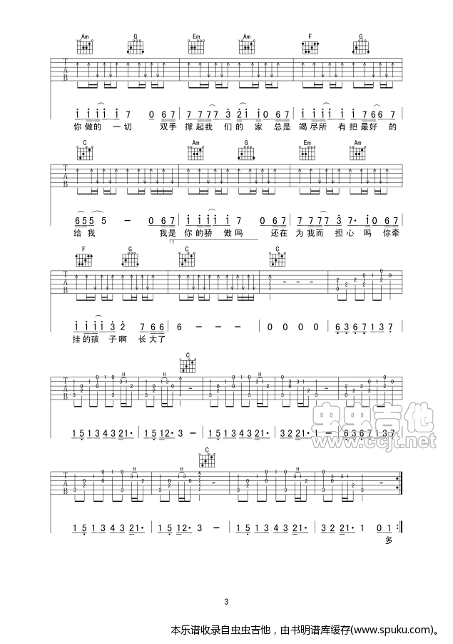 《《父亲》筷子兄弟——虫网首发！》吉他谱-C大调音乐网