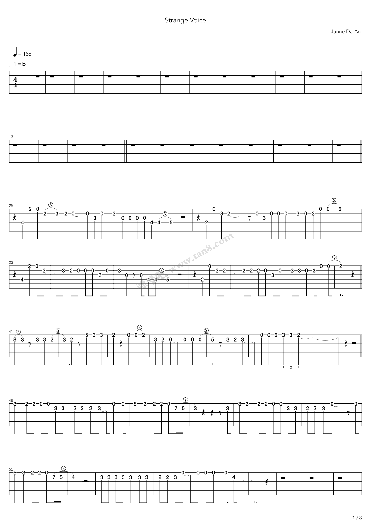 《Strange Voice》吉他谱-C大调音乐网