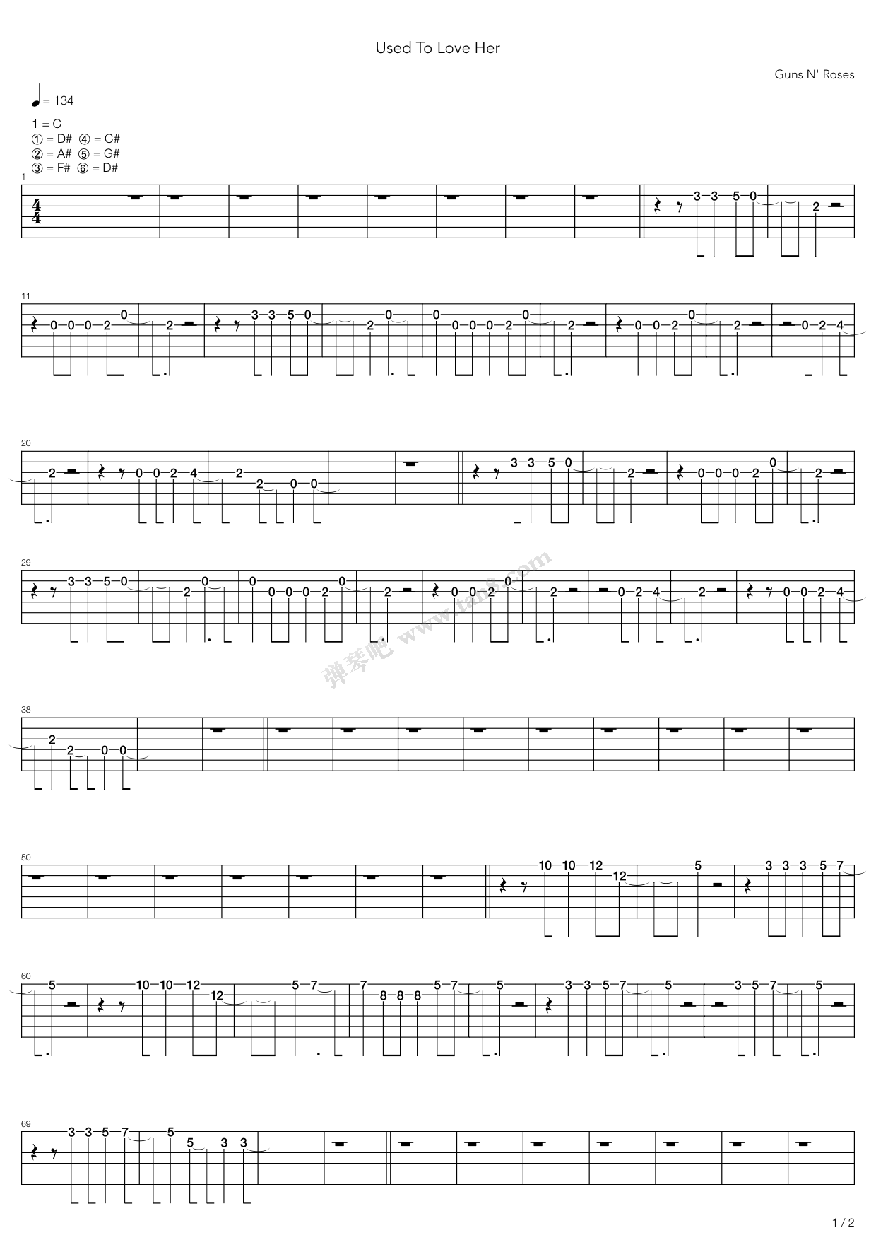 《Used To Love Her》吉他谱-C大调音乐网