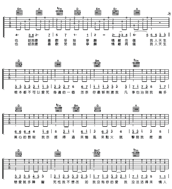 《Boy Z Twins 死性不改》吉他谱-C大调音乐网