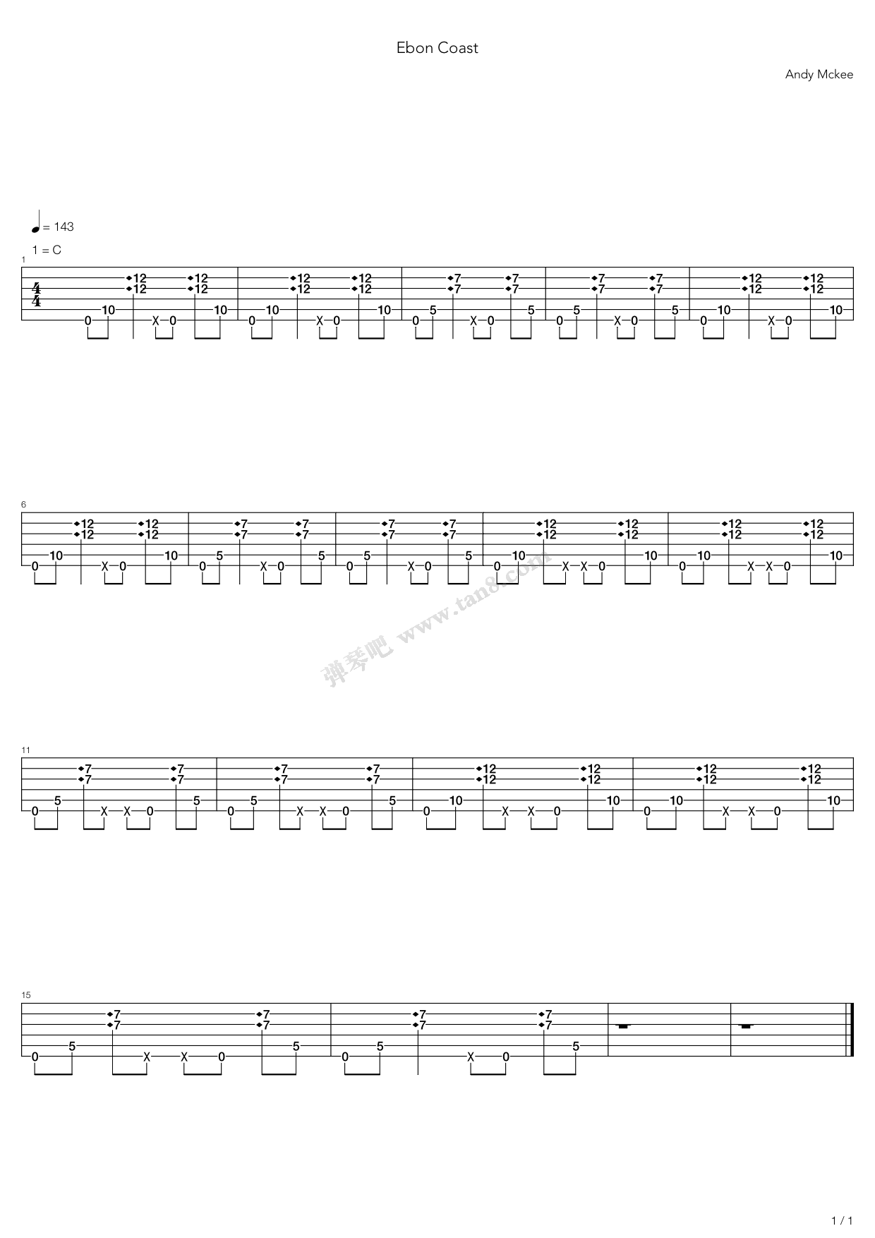 《Ebon Coast》吉他谱-C大调音乐网