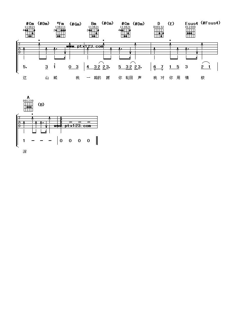 林俊杰 醉赤壁吉他谱-C大调音乐网