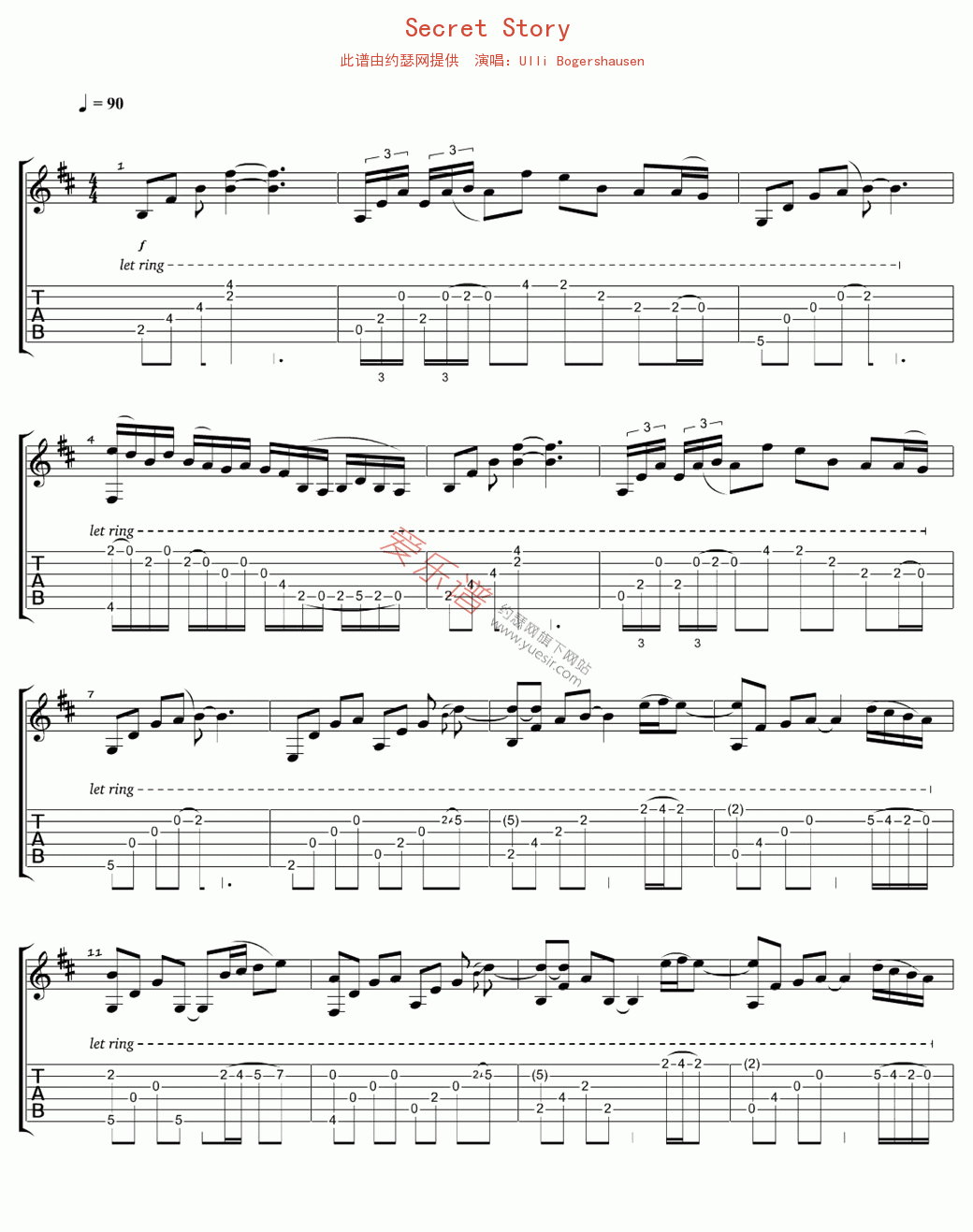 《Ulli Bogershausen《Secret Story》》吉他谱-C大调音乐网