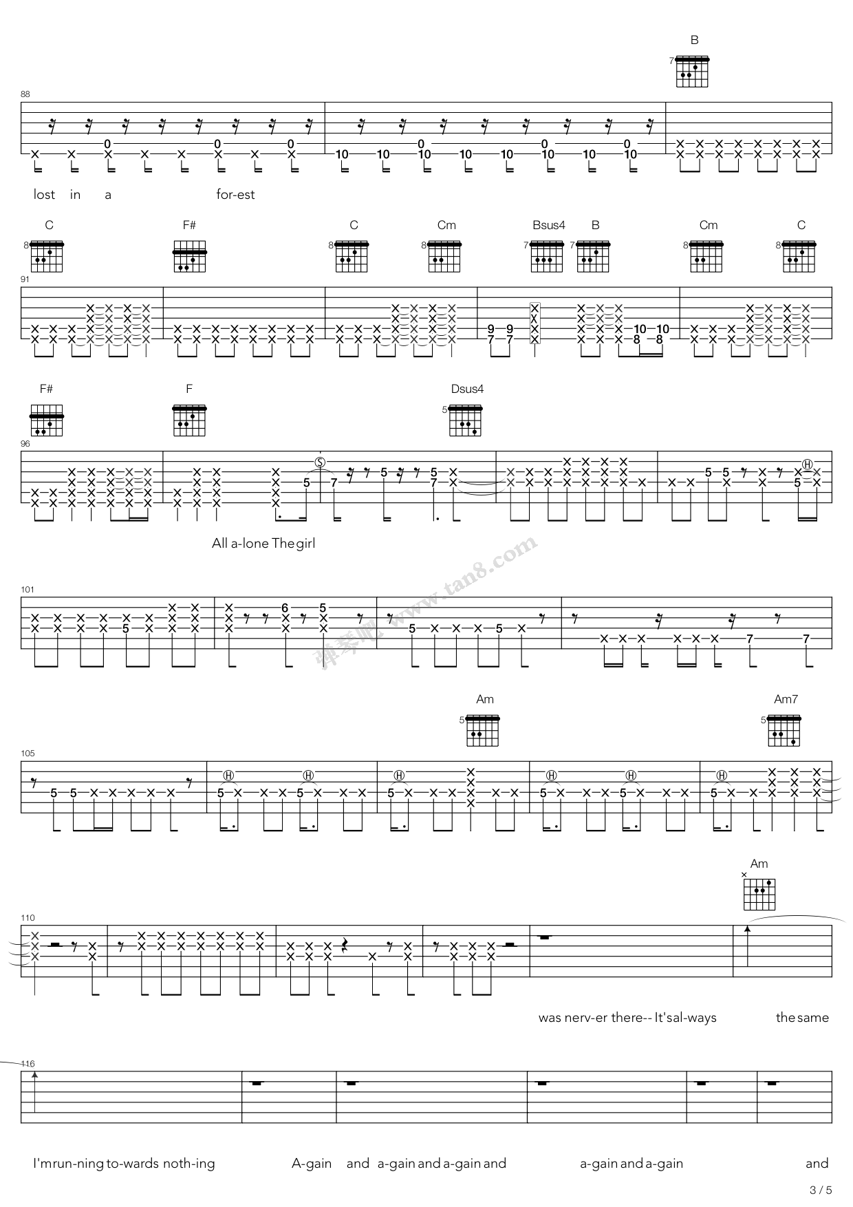 《A Forest Acoustic》吉他谱-C大调音乐网