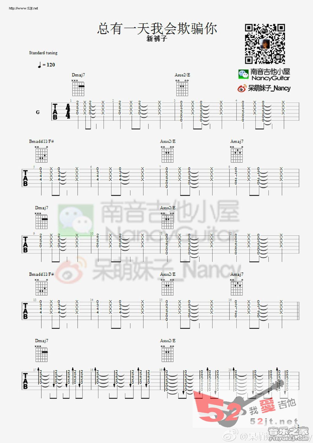 《总有一天我会欺骗你 Nancy演示吉他谱视频》吉他谱-C大调音乐网