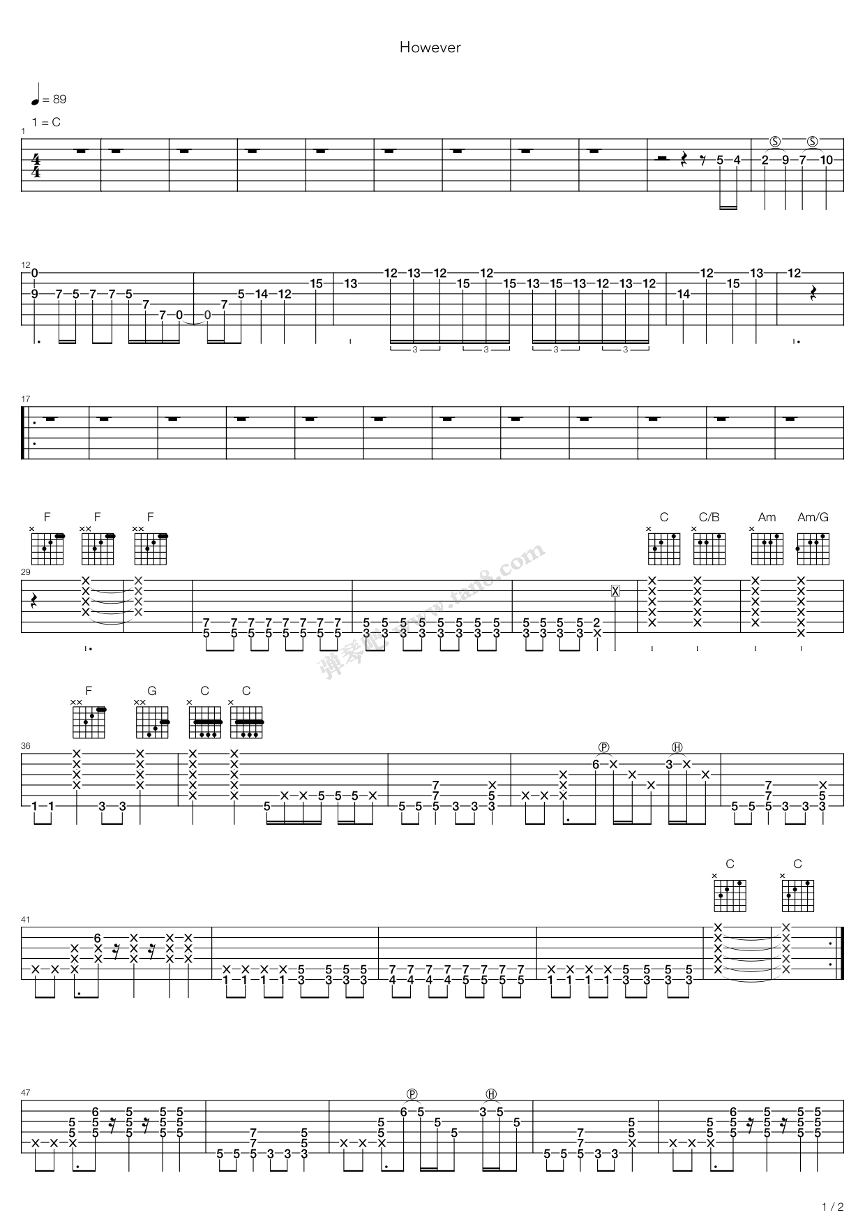 《However》吉他谱-C大调音乐网