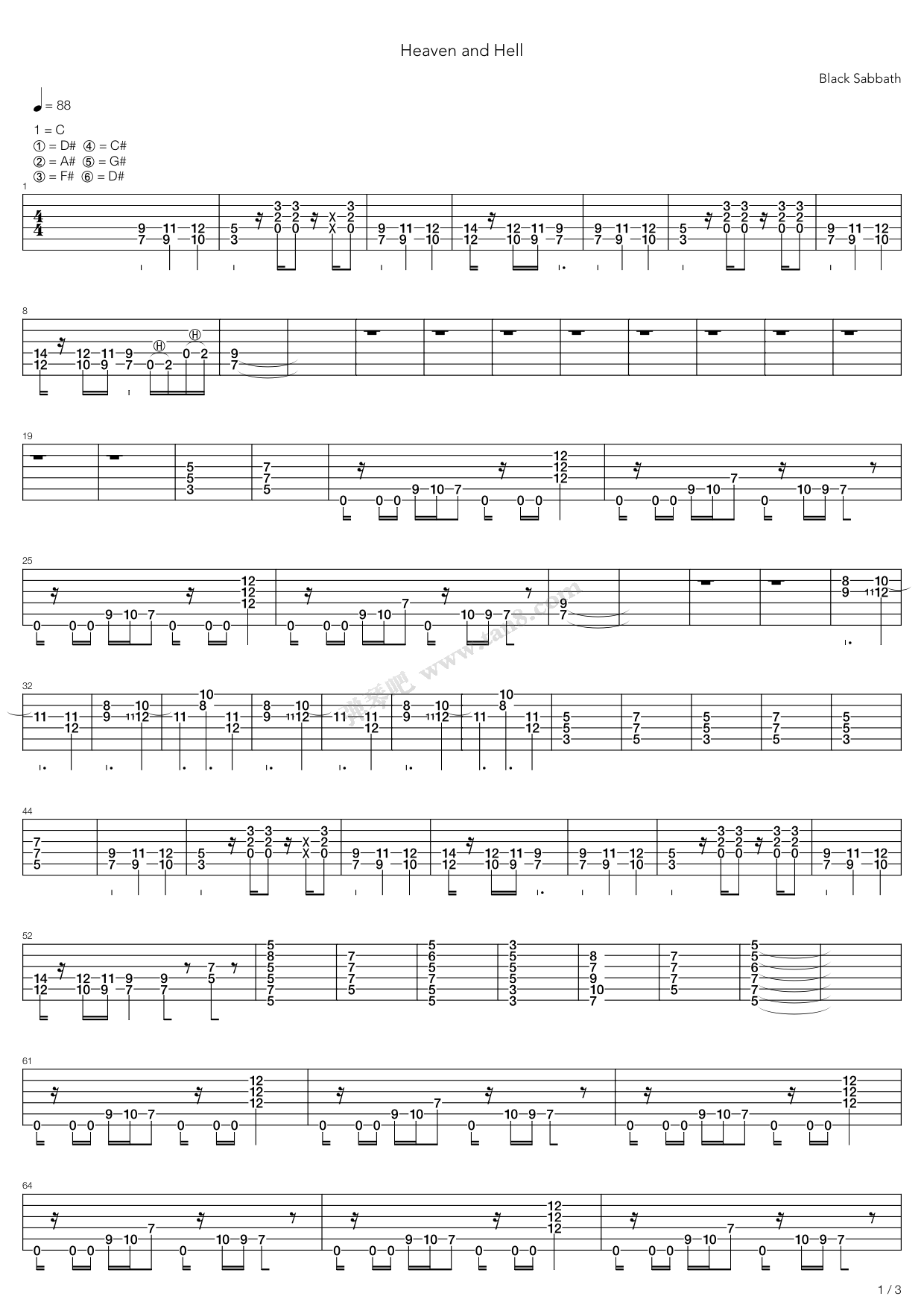 《Heaven And Hell》吉他谱-C大调音乐网