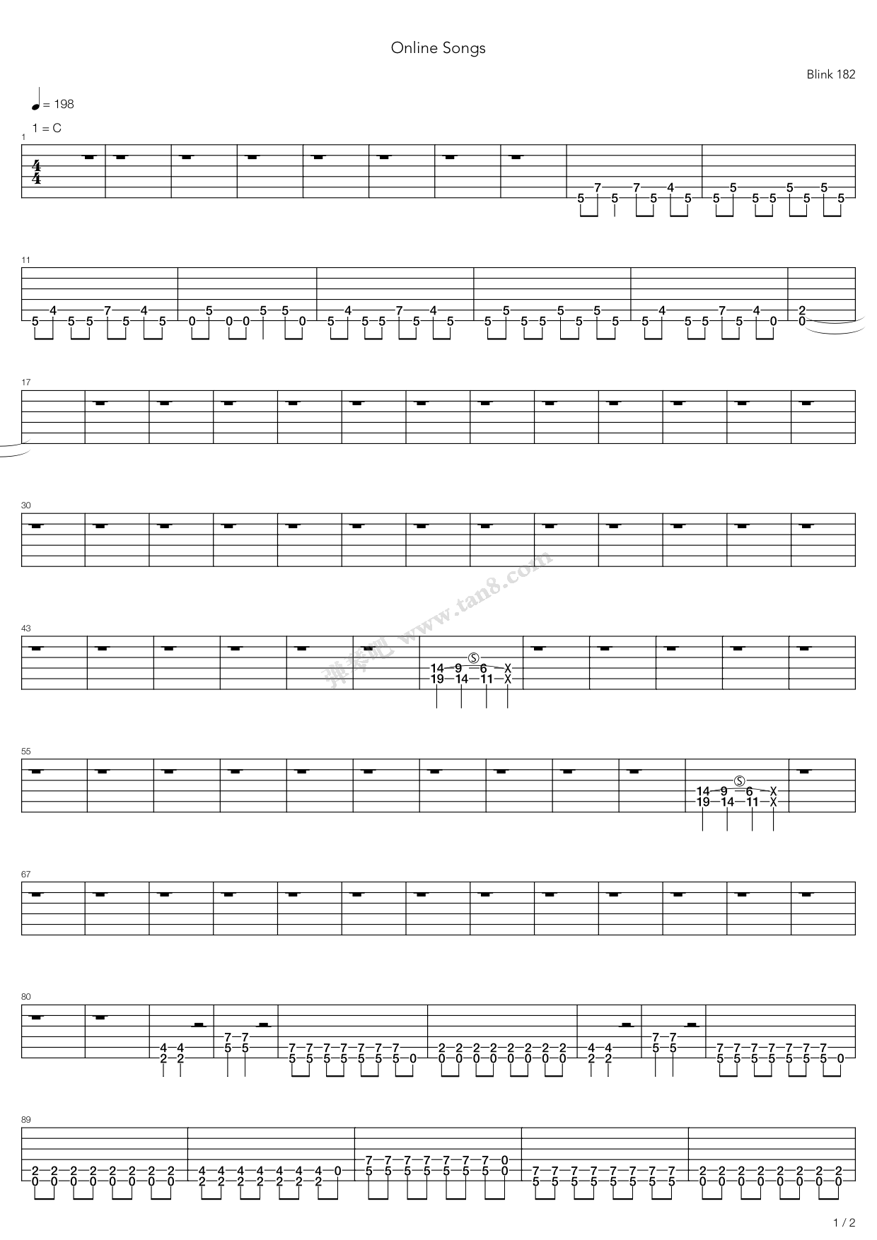 《Online Songs》吉他谱-C大调音乐网