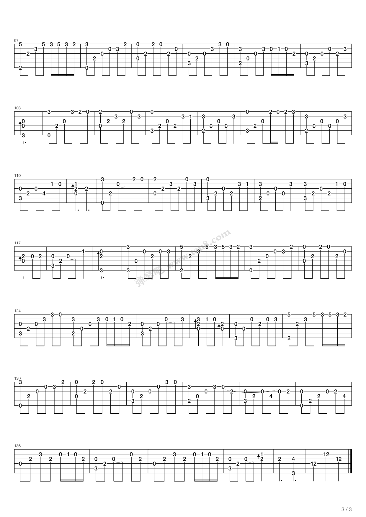 《绵雪》吉他谱-C大调音乐网
