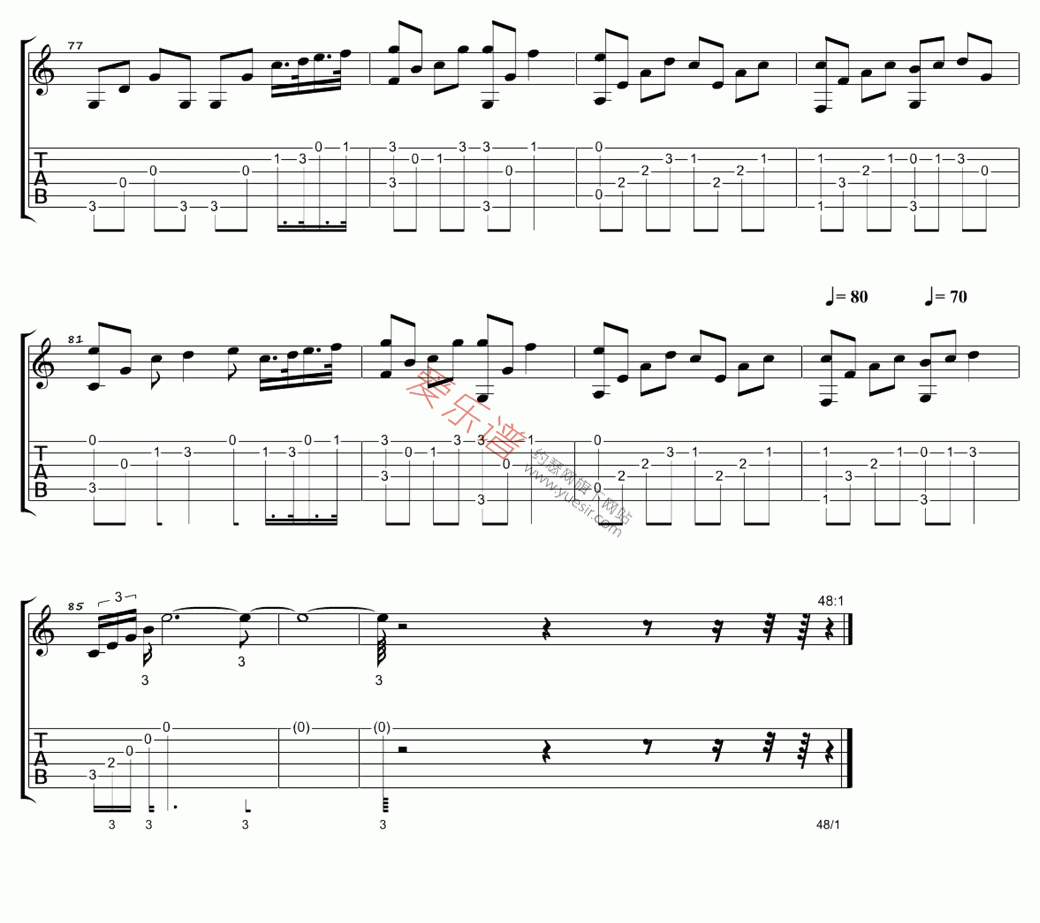 《周笔畅《笔记(指弹版)》》吉他谱-C大调音乐网