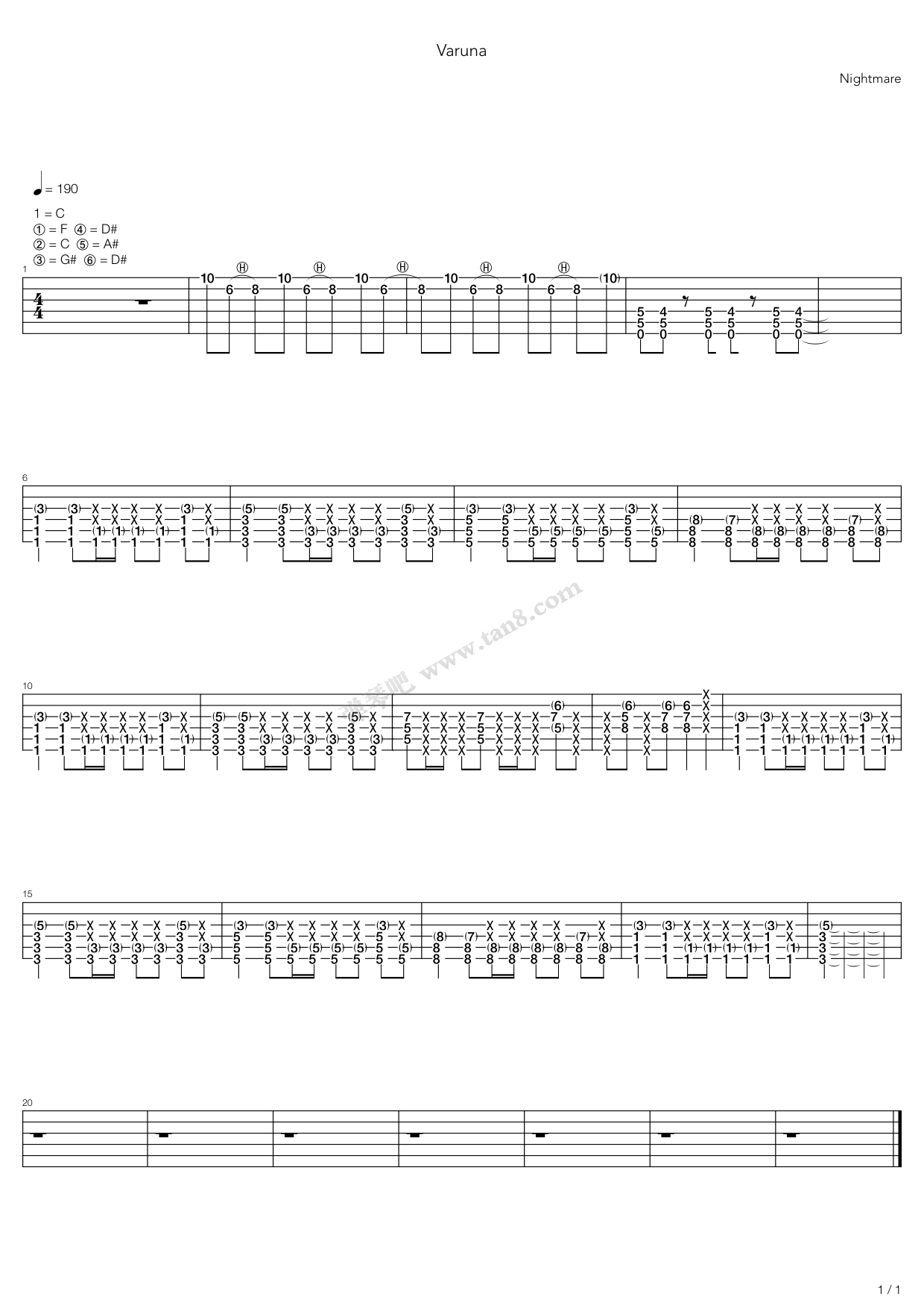 《Varuna》吉他谱-C大调音乐网