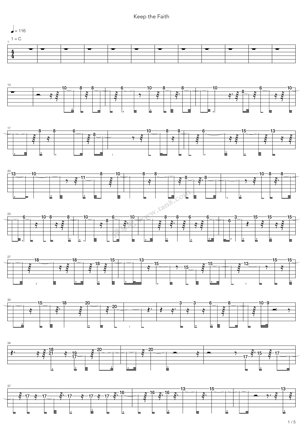 《Keep The Faith》吉他谱-C大调音乐网