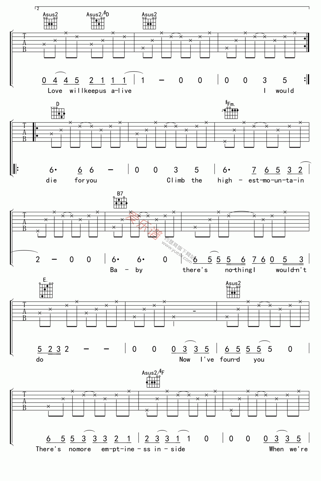 《The Eagles(老鹰乐队)《Love will keep us alive(爱让我们活下去)》》吉他谱-C大调音乐网