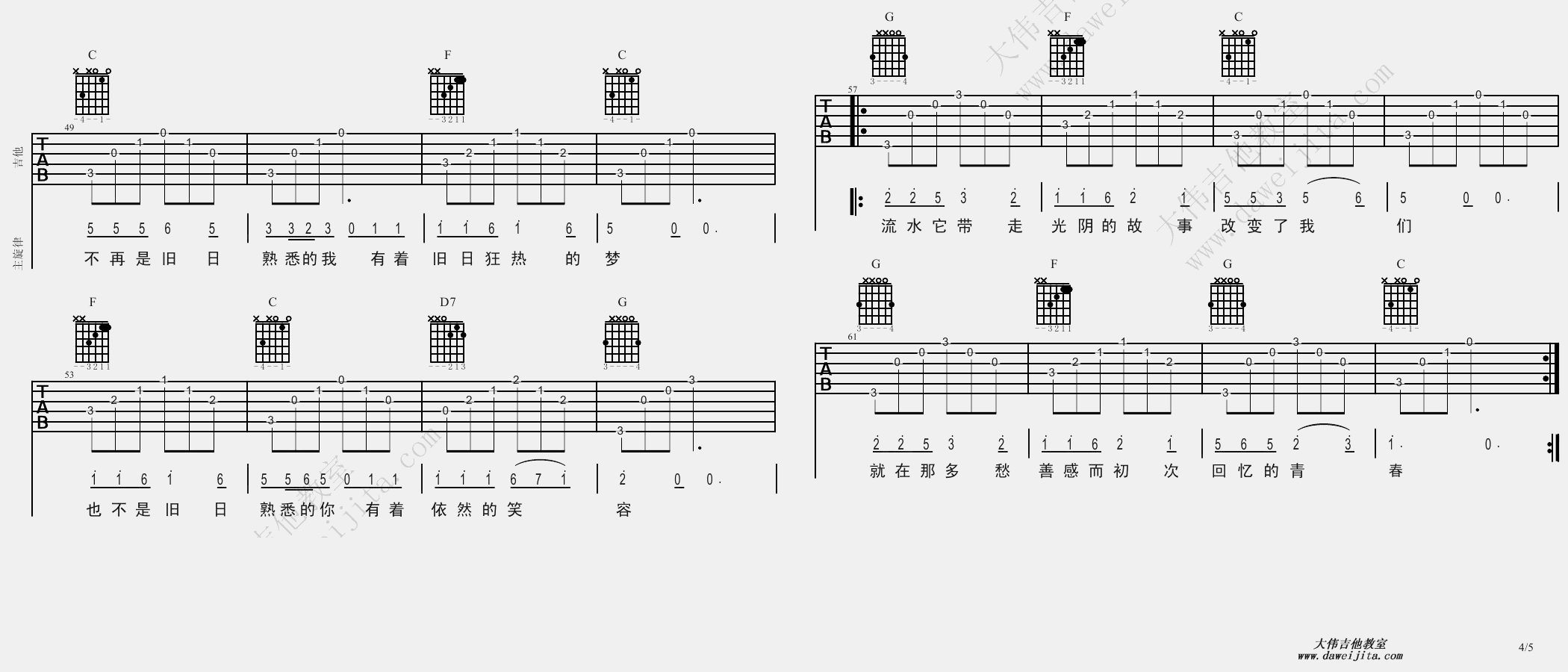 《《光阴的故事》吉他弹唱教学及》吉他谱-C大调音乐网