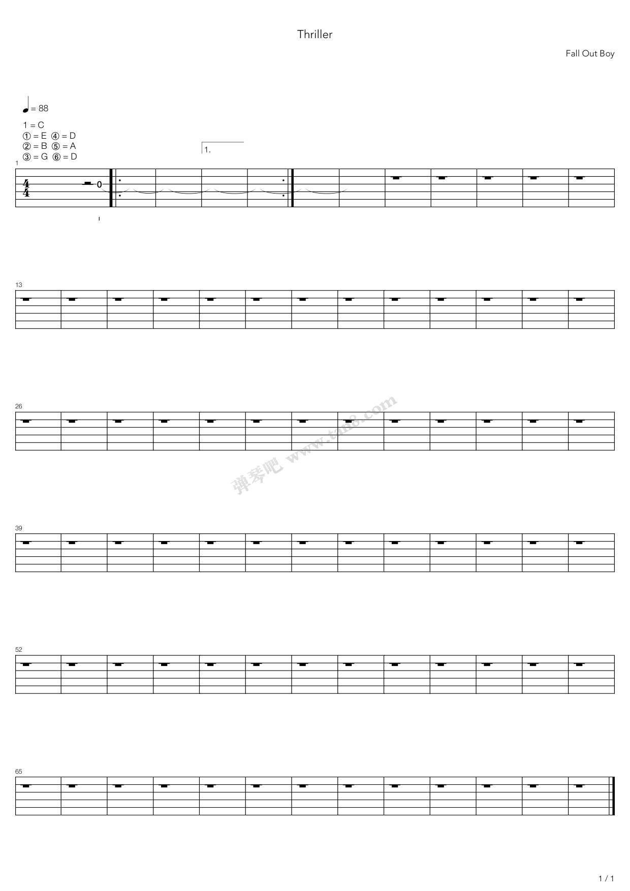 《Thriller》吉他谱-C大调音乐网