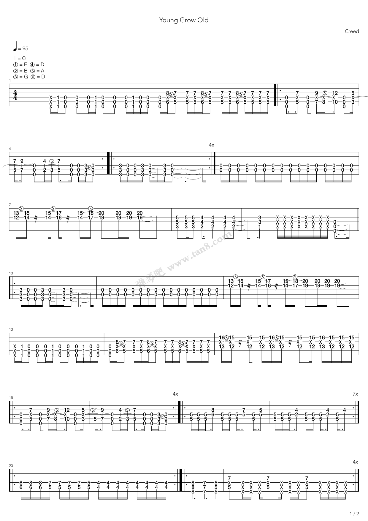 《Young Grow Old》吉他谱-C大调音乐网