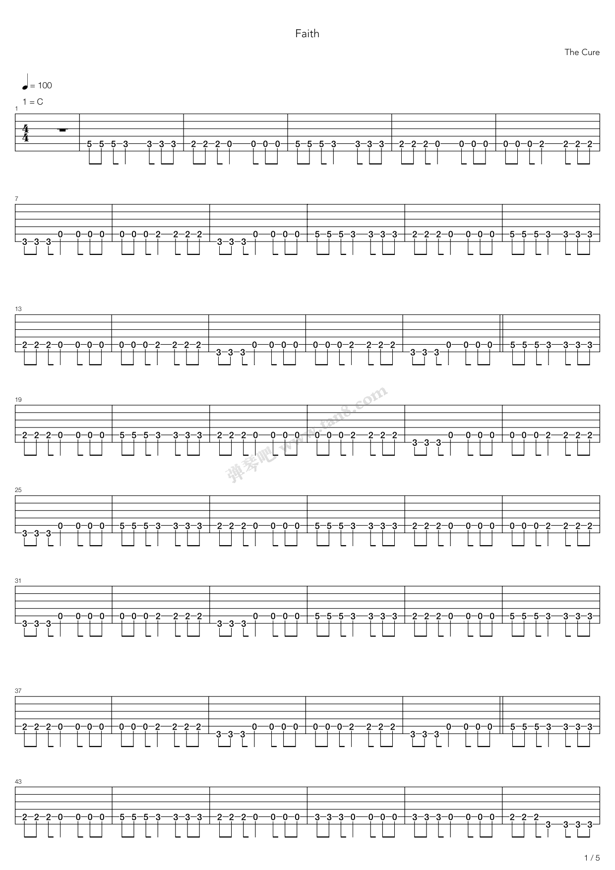 《Faith》吉他谱-C大调音乐网