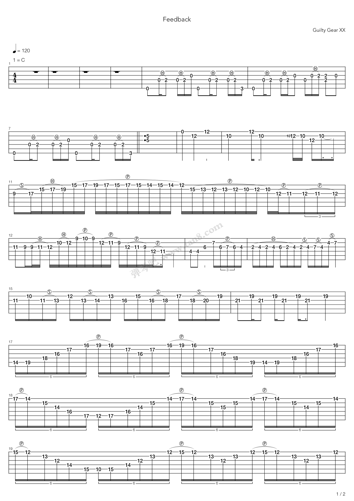 《Feedback》吉他谱-C大调音乐网