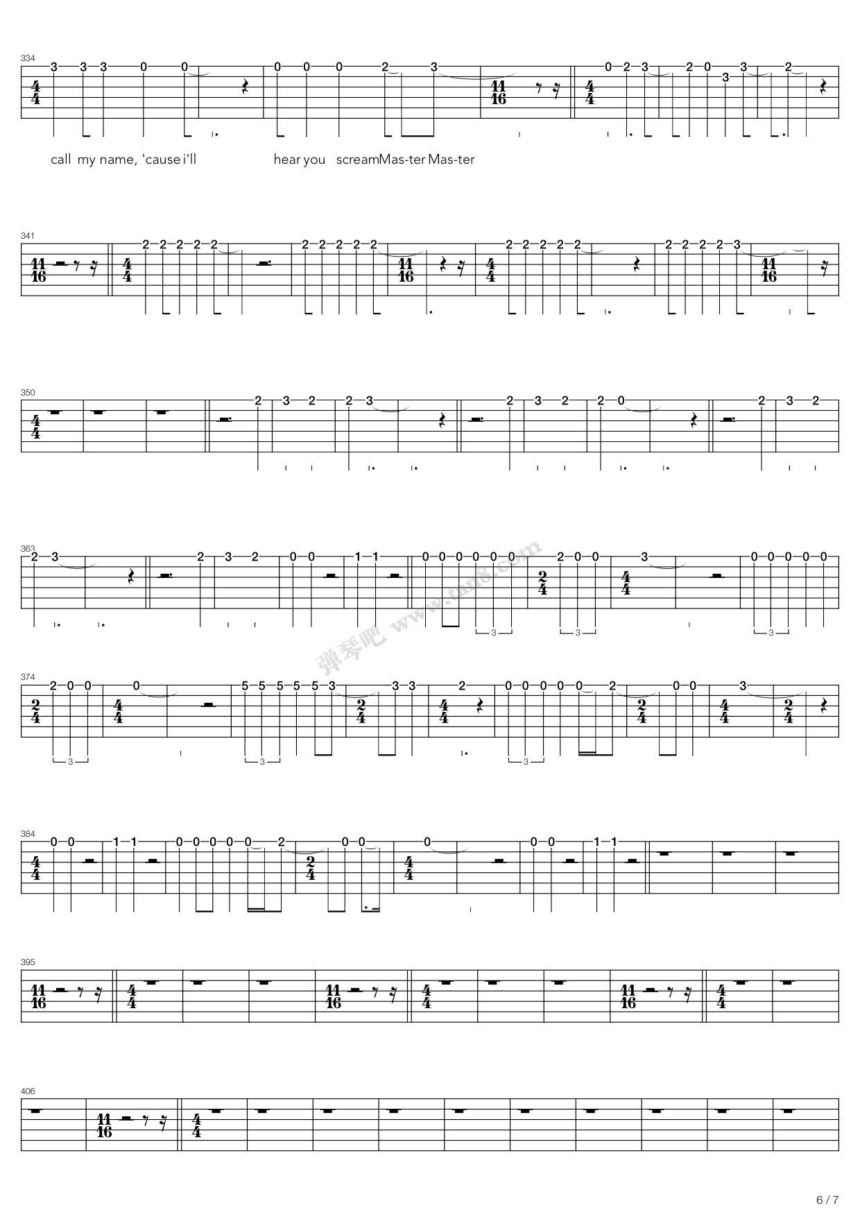 《Master Of Puppets》吉他谱-C大调音乐网