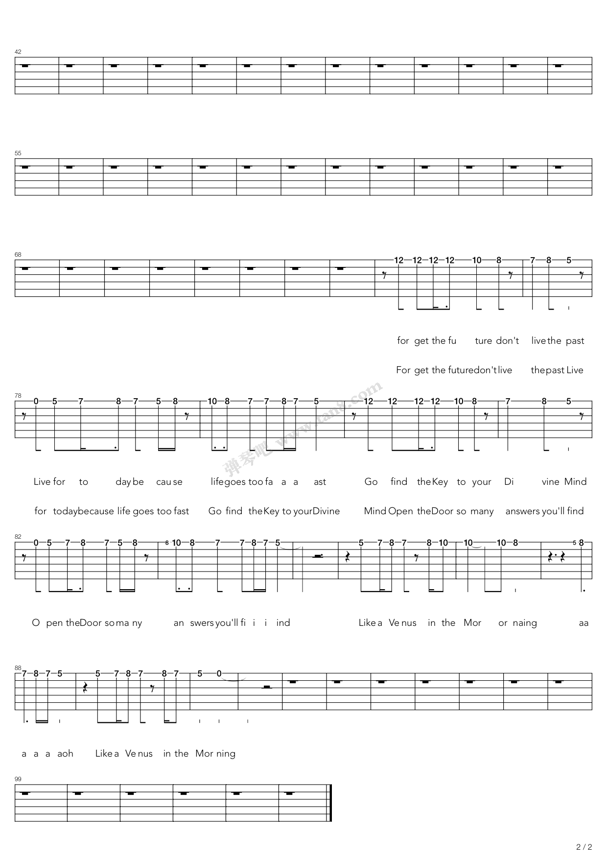 《Venus In The Morning》吉他谱-C大调音乐网