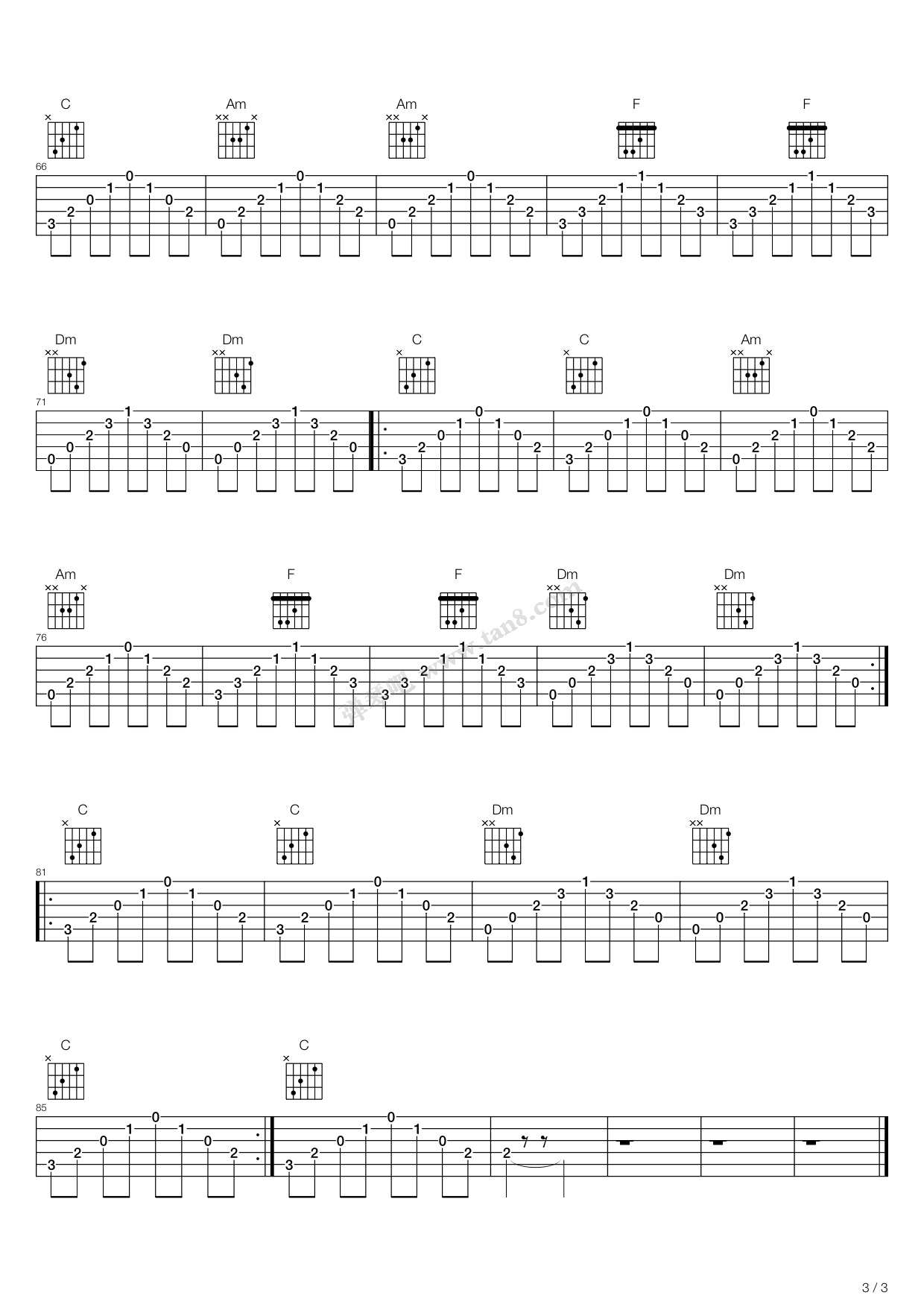 《玻璃杯》吉他谱-C大调音乐网