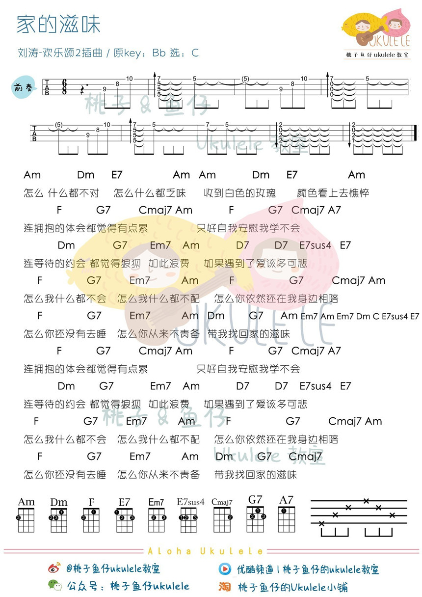 《家的滋味(桃子鱼仔)》吉他谱-C大调音乐网