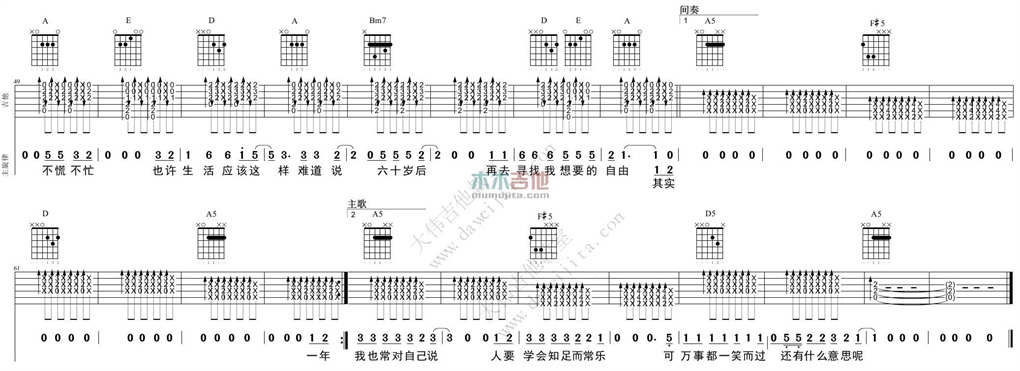 《活着》吉他谱-C大调音乐网