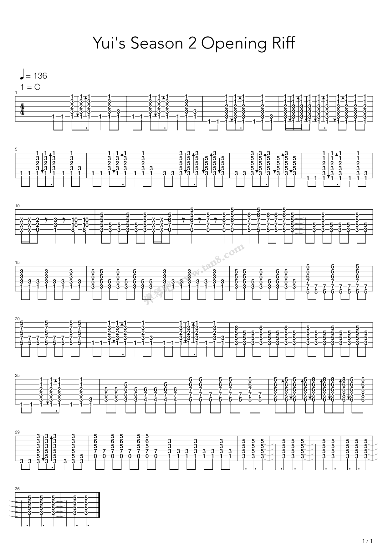 《轻音少女(K-ON) - 私恋订书机 私の恋はホツキス ...》吉他谱-C大调音乐网