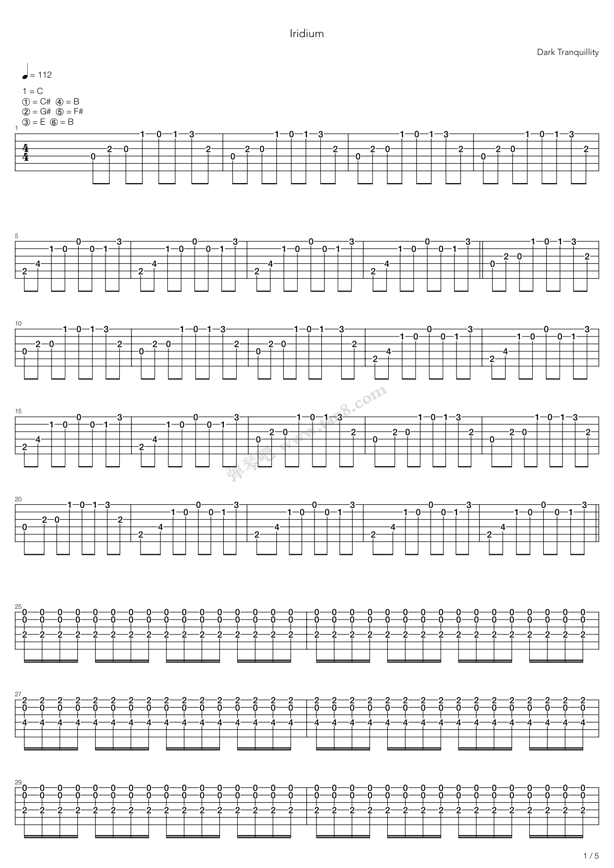 《Iridium》吉他谱-C大调音乐网